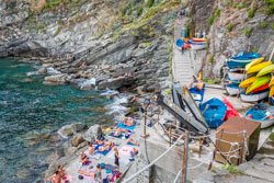 La plage de Corniglia, Cinque Terre, Italie